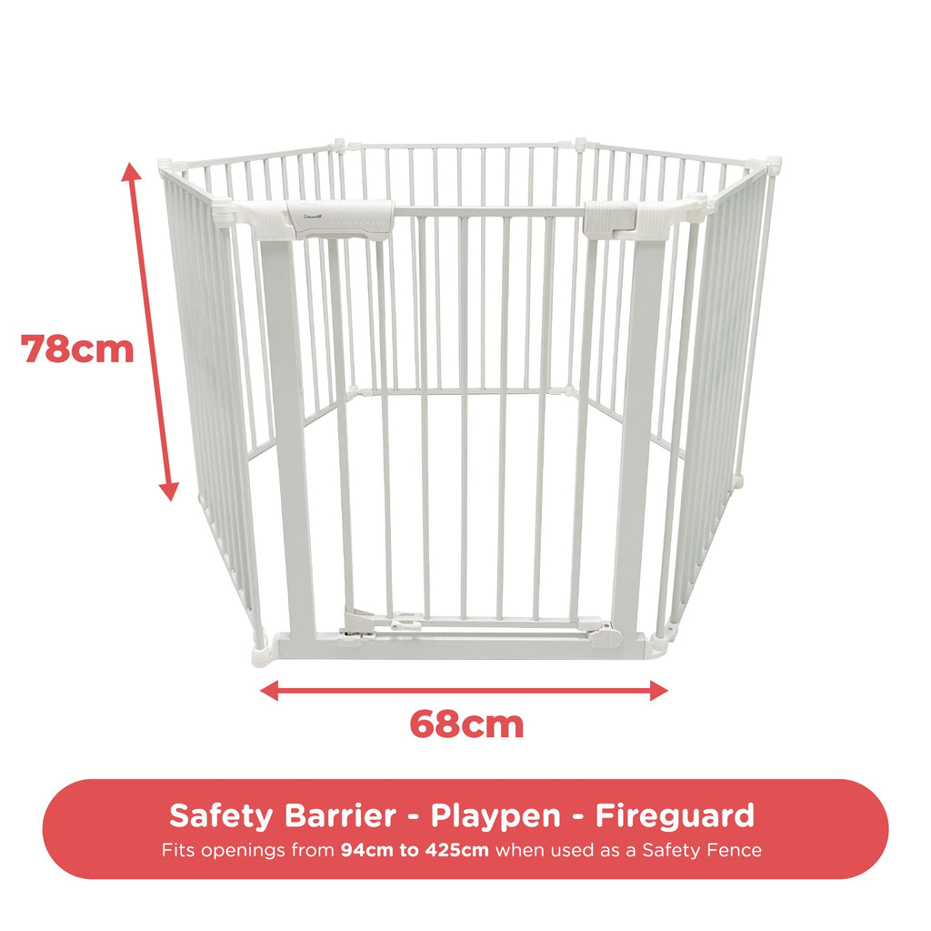 Callowesse XL Extendable Hexagonal Playpen, Fireguard and Room Divider - White