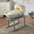 Cream Dimple Grey Wicker Baby Moses Basket With Stand-0