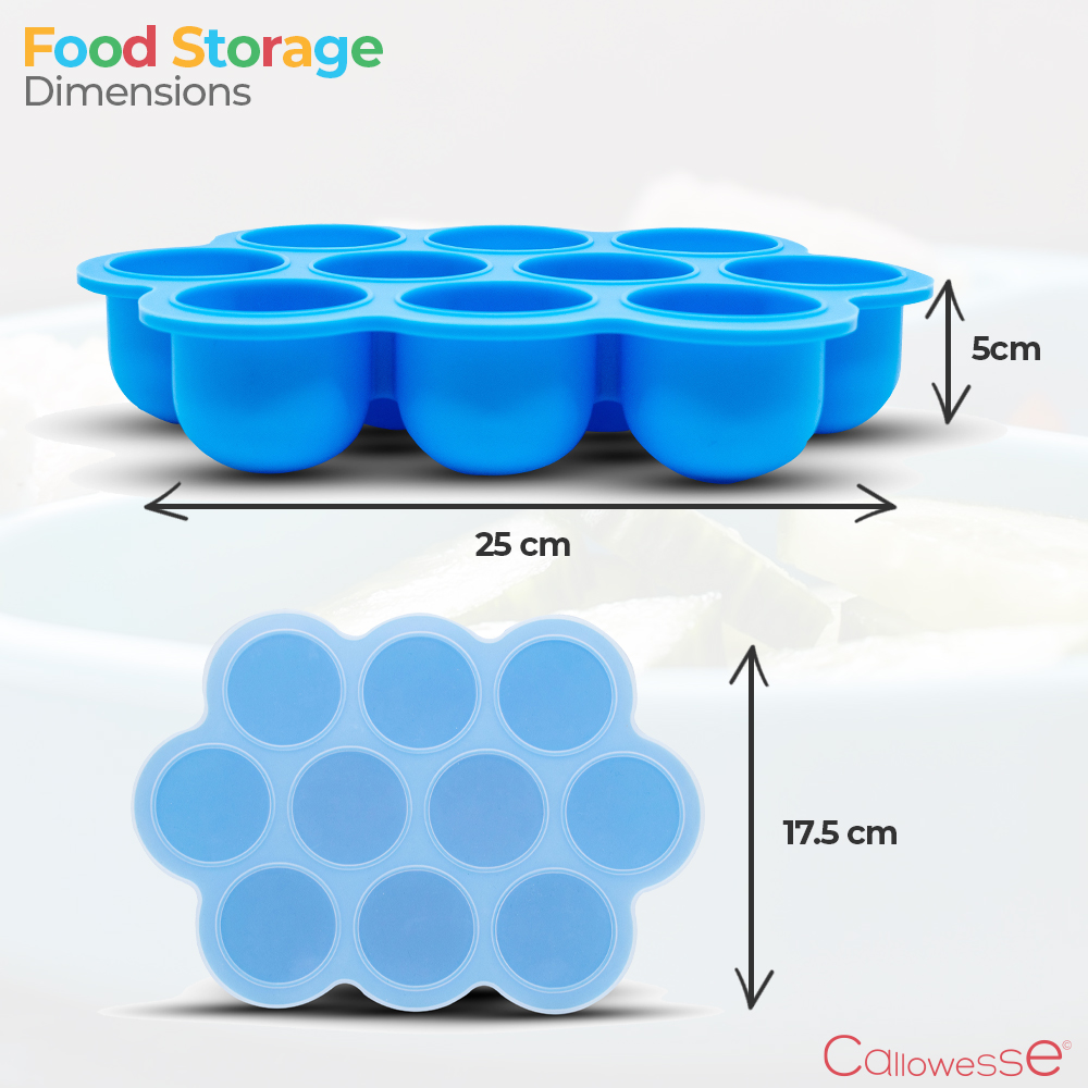 Callowesse Silicone Food Portion Storage Container & Lid – Blue