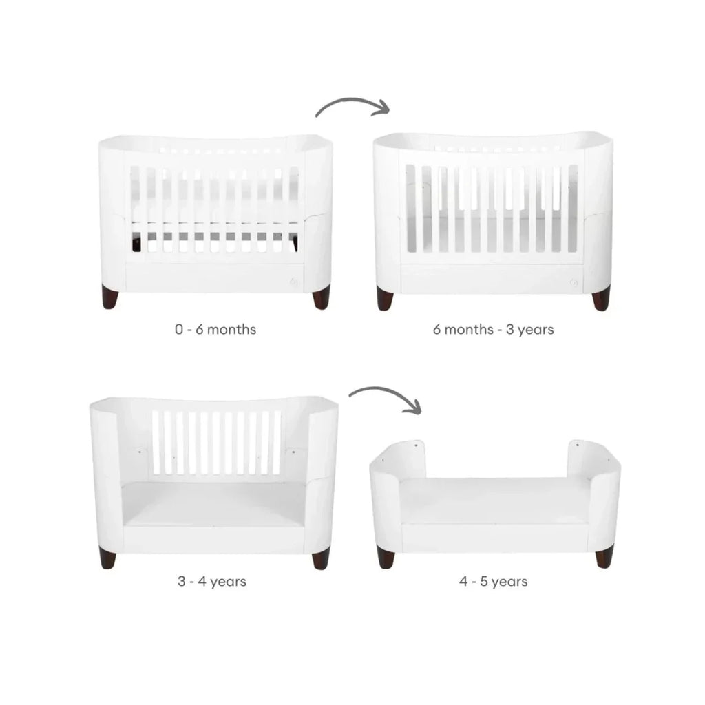 Gaia Baby Serena Cot Bed and Bedside Crib Set - White/Walnut