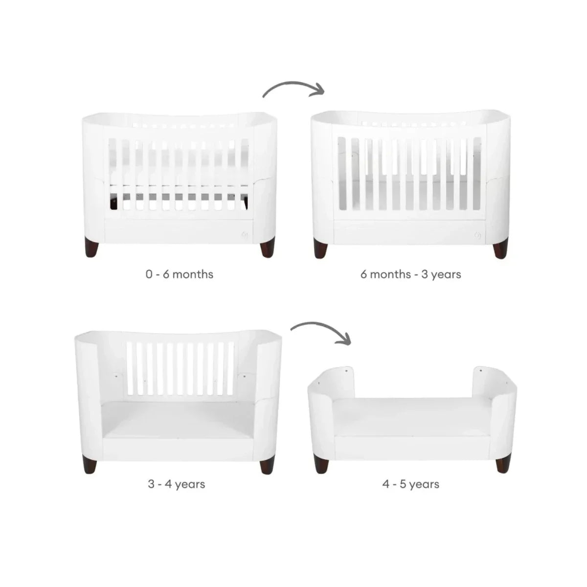 Gaia Baby Serena Cot Bed and Bedside Crib Set - White/Walnut