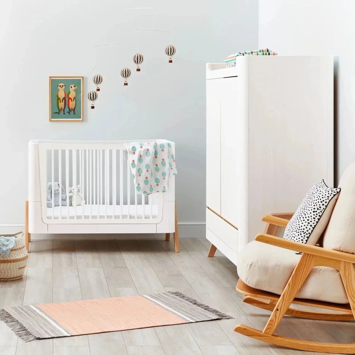 Gaia Baby Hera Convertible Cot Bed - Scandi White/Natural