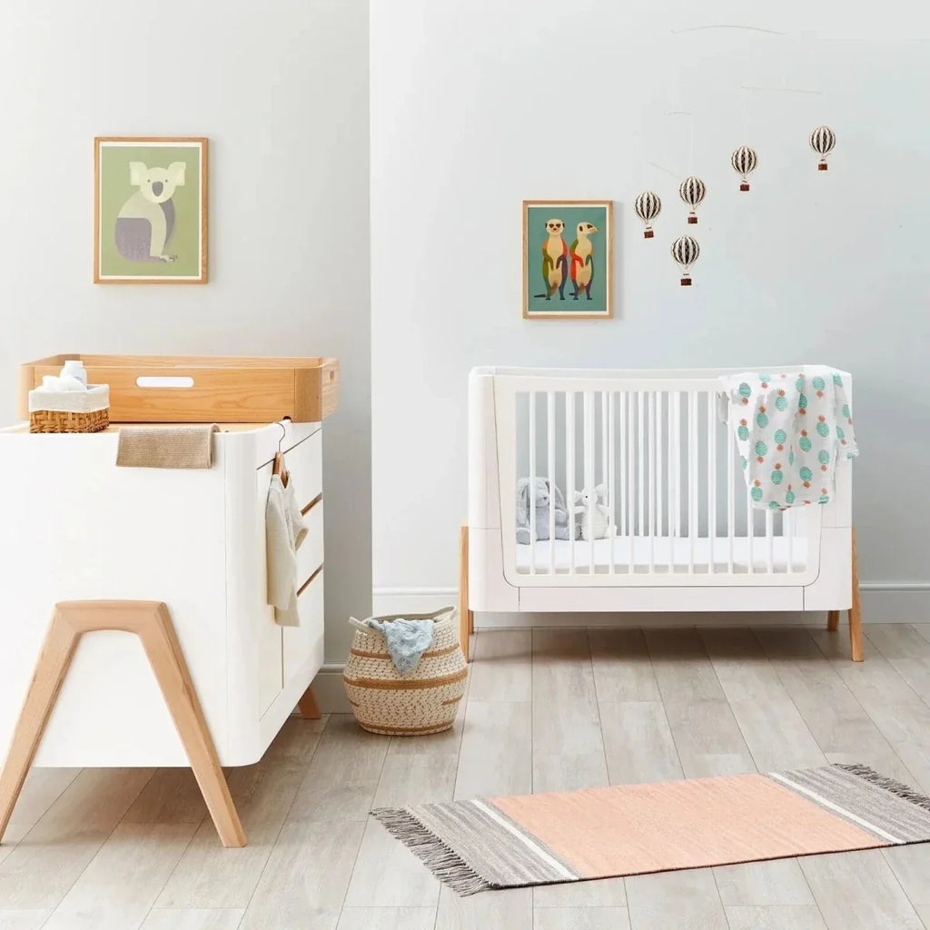Gaia Baby Hera Convertible Cot Bed - Scandi White/Natural