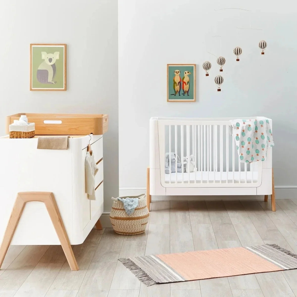 Gaia Baby Hera Convertible Cot Bed - Scandi White/Natural
