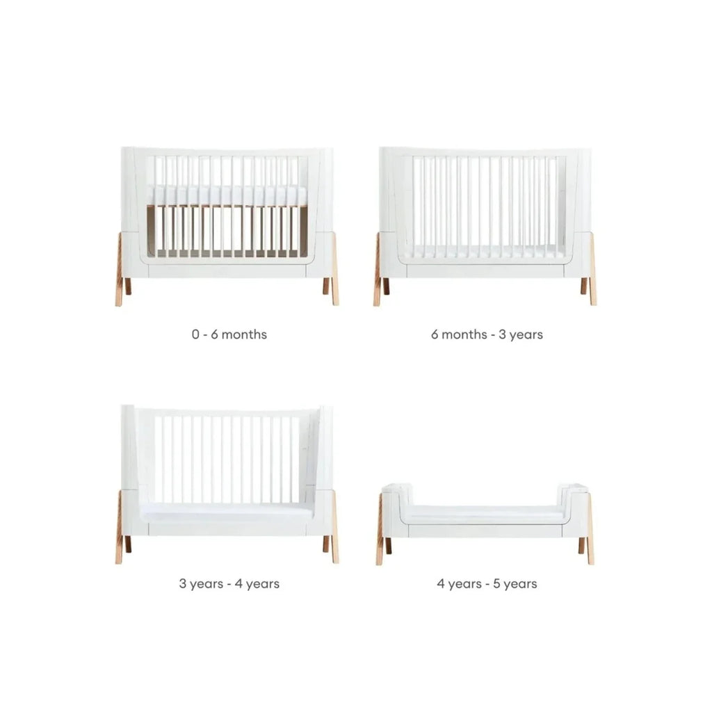 Gaia Baby Hera Convertible Cot Bed - Scandi White/Natural