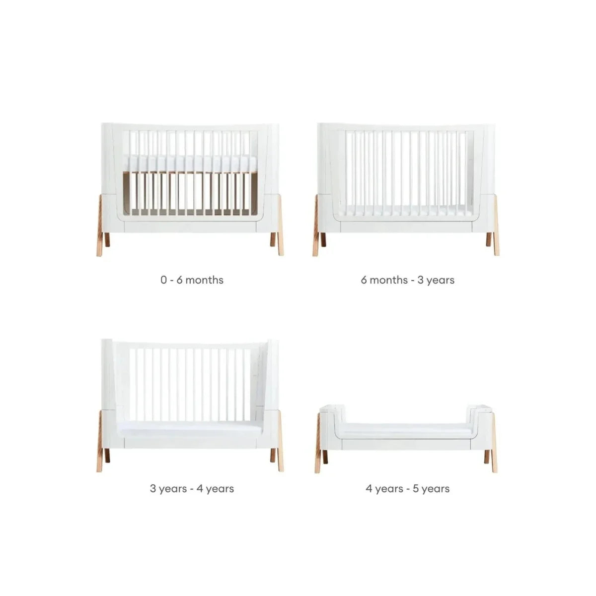 Gaia Baby Hera Convertible Cot Bed - Scandi White/Natural