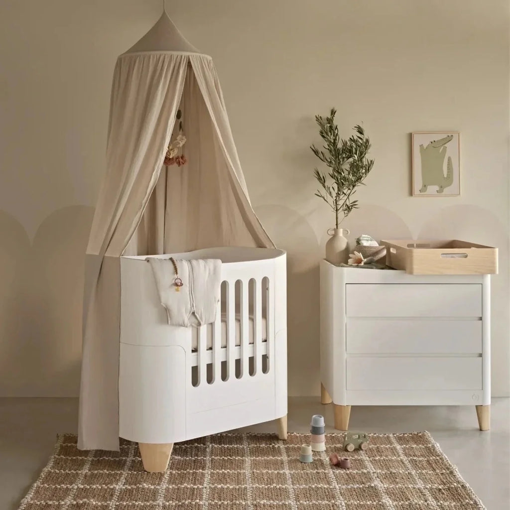Gaia Baby Serena Mini Cot & Dresser Room Set - White/Natural