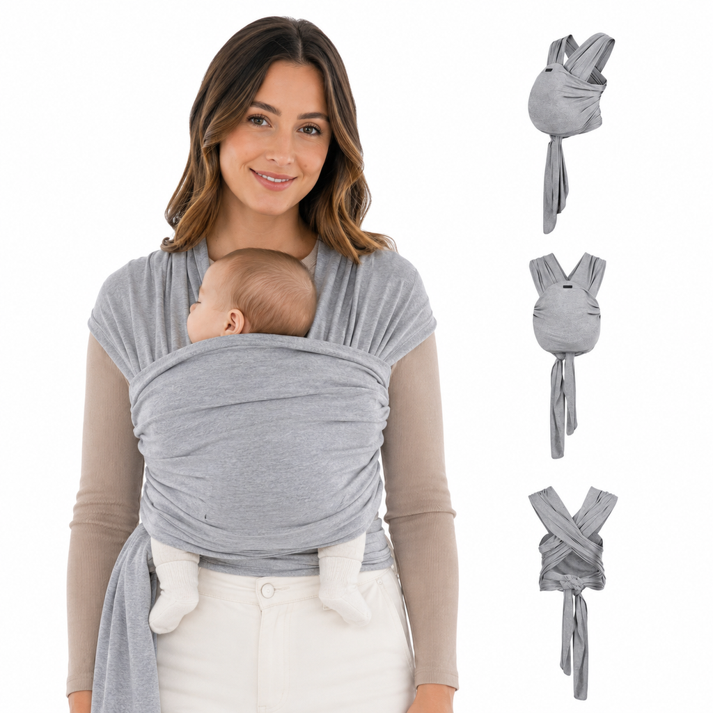 Organic Baby Wrap Carrier - Grey Melange