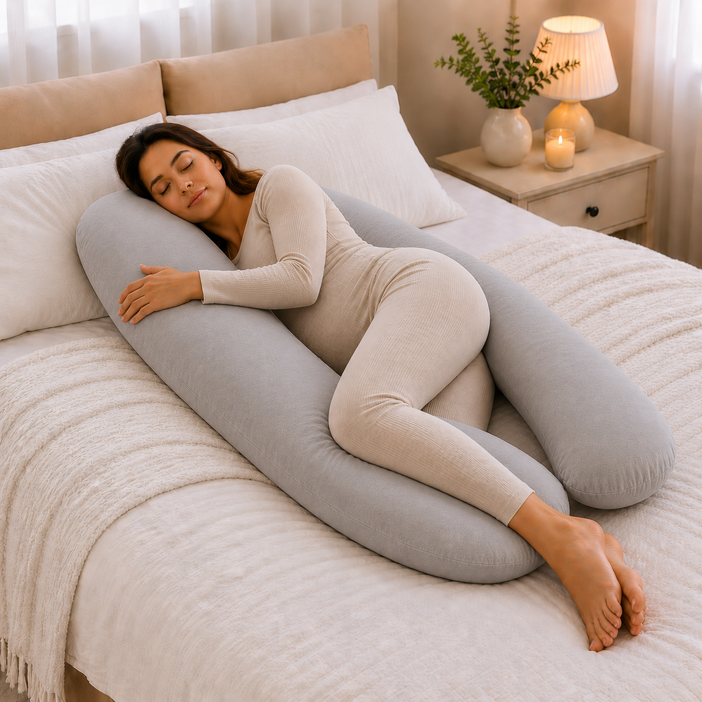 9 Ft Maternity Pillow And Case - Grey