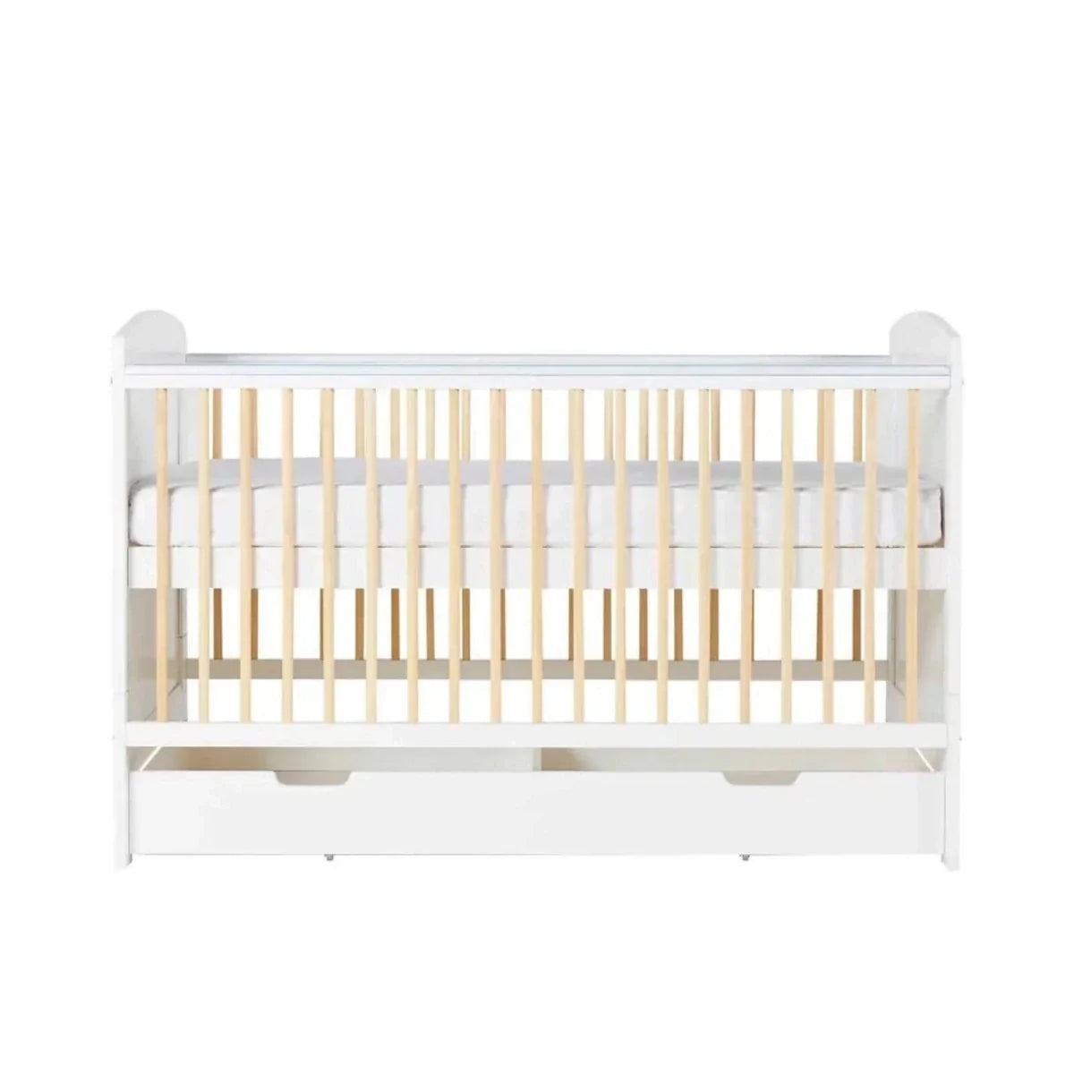 Ickle Bubba Coleby Scandi Cot Bed with Under Drawer Scandi White - Fibre Mattress