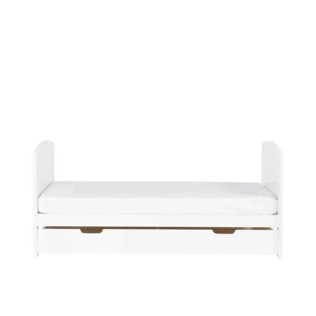 Ickle Bubba Coleby Scandi Cot Bed with Under Drawer Scandi White - Fibre Mattress