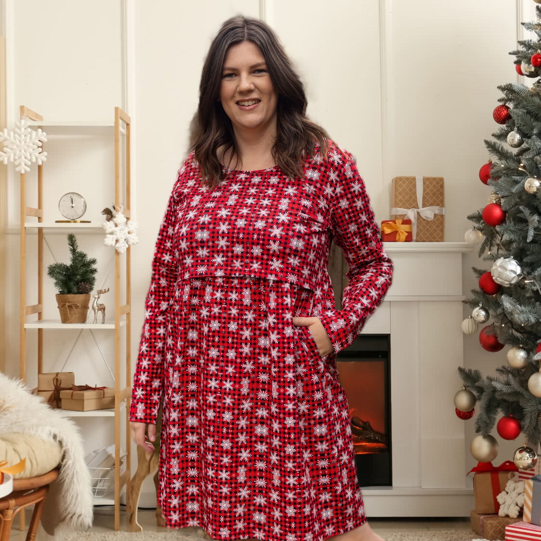 Tartan Breastfeeding Skater Dress-4