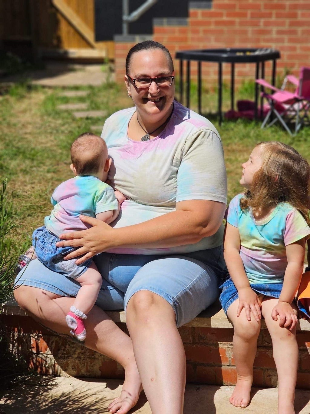 Cotton Tie-Dye Breastfeeding Top & Matching Kids Top Set