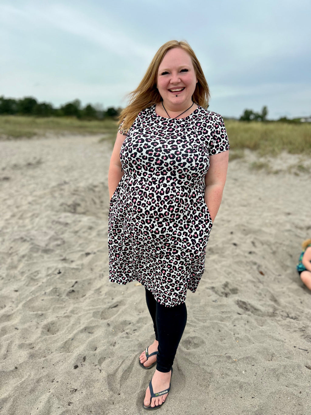 The Knee Length Breastfeeding Dress - Lizzie Leopard Pink-1