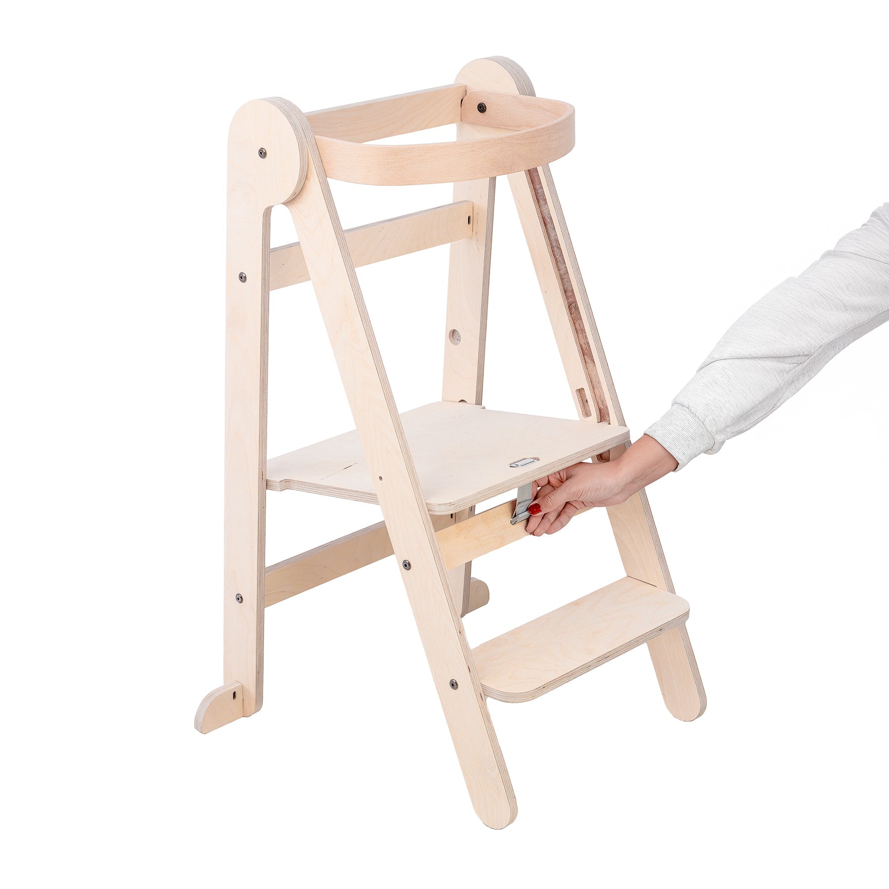 MamaToyz Folding Learning Tower - Natural Beech Wood Montessori Child Safety Platform