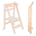 MamaToyz Folding Learning Tower - Natural Beech Wood Montessori Child Safety Platform