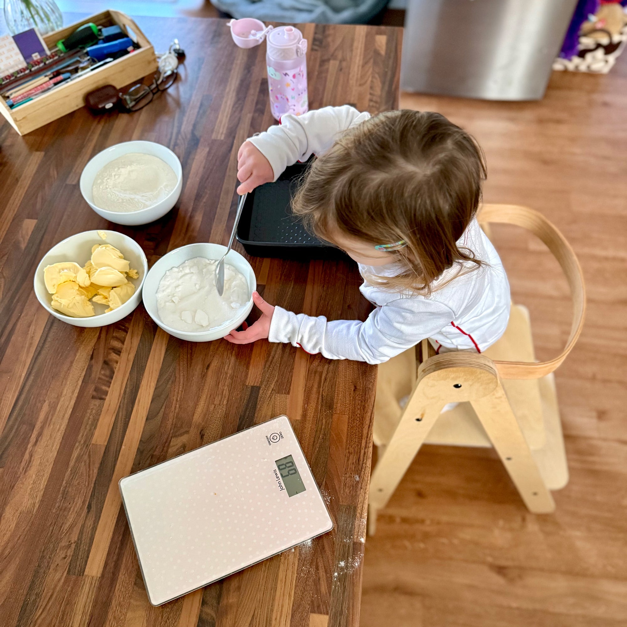 MamaToyz Folding Learning Tower - Natural Beech Wood Montessori Child Safety Platform