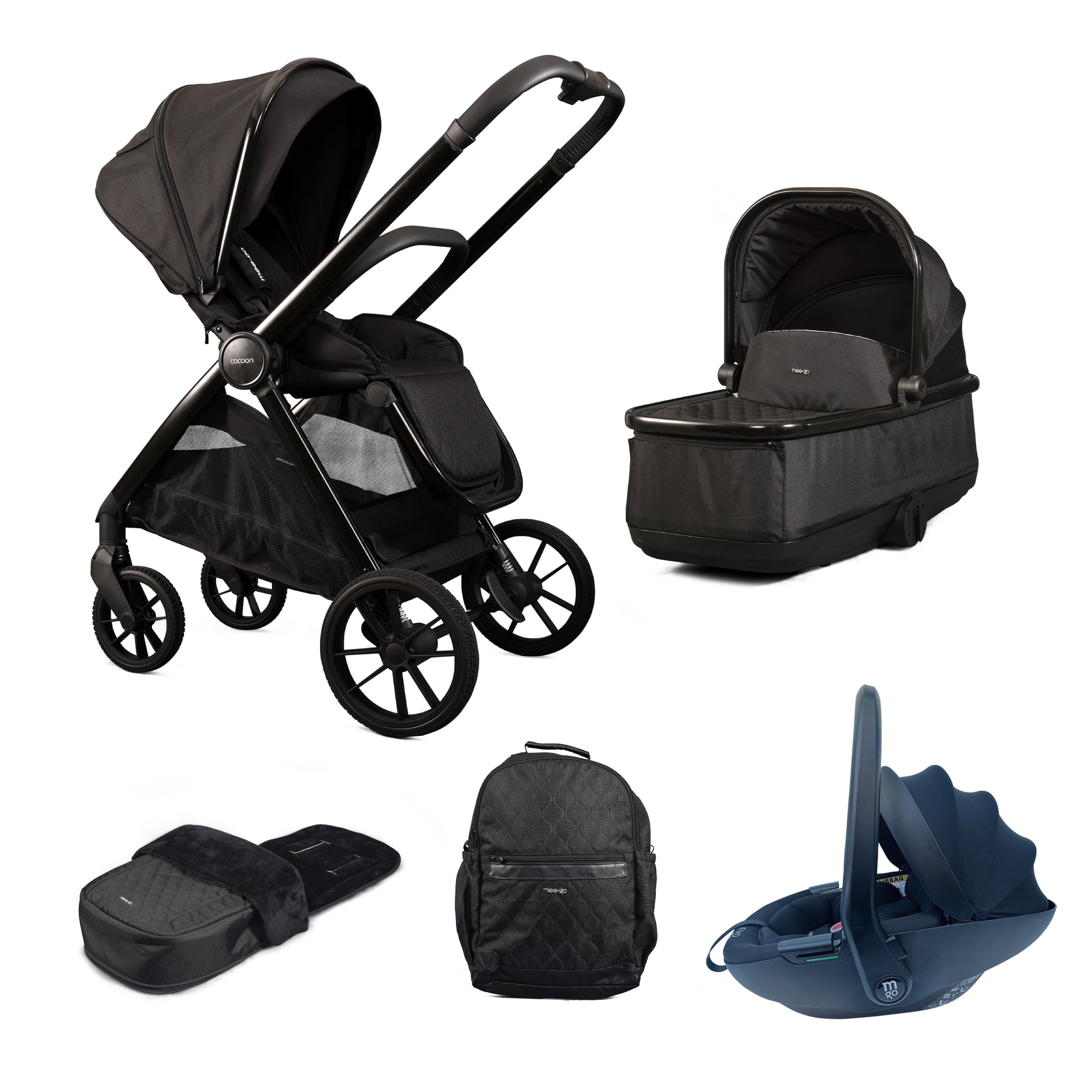 Mee-Go Cocoon Travel System with EVO Spin Car Seat – Liqourice