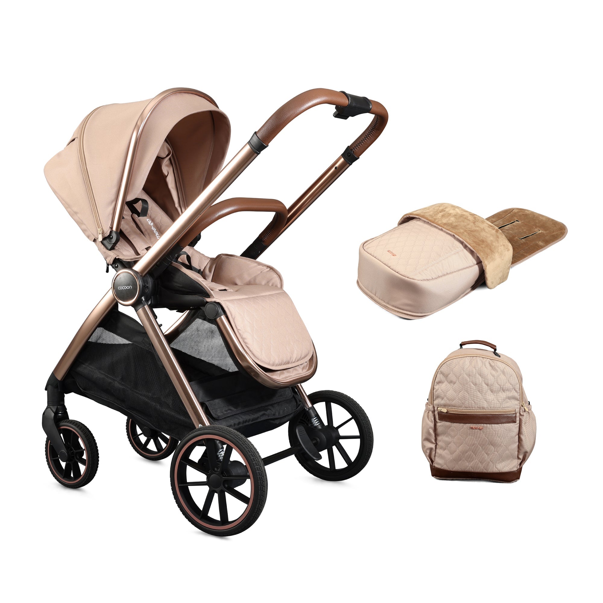Mee-Go Cocoon Pushchair with Accessories - Toffee