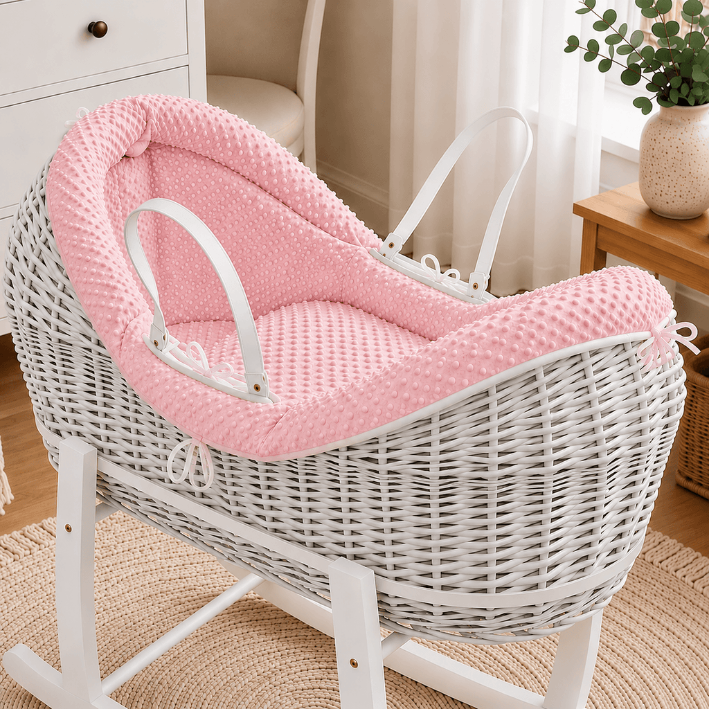 Pod Pink Dimple Moses Basket Bedding Set (Basket Not Included!)