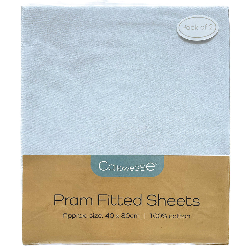 Callowesse Fitted Pram/Carrycot Sheets (2 Pack) - Sky