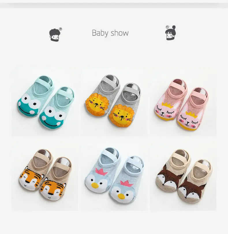 Spring Anti Slip Baby Socks Toddler Kids Floor Socks with Rubber Soles Autumn Newborn Baby Boy Girl Cartoon Cute Ball
