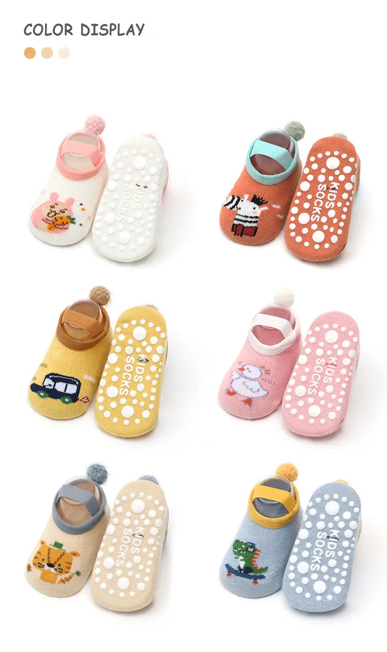 Spring Anti Slip Baby Socks Toddler Kids Floor Socks with Rubber Soles Autumn Newborn Baby Boy Girl Cartoon Cute Ball