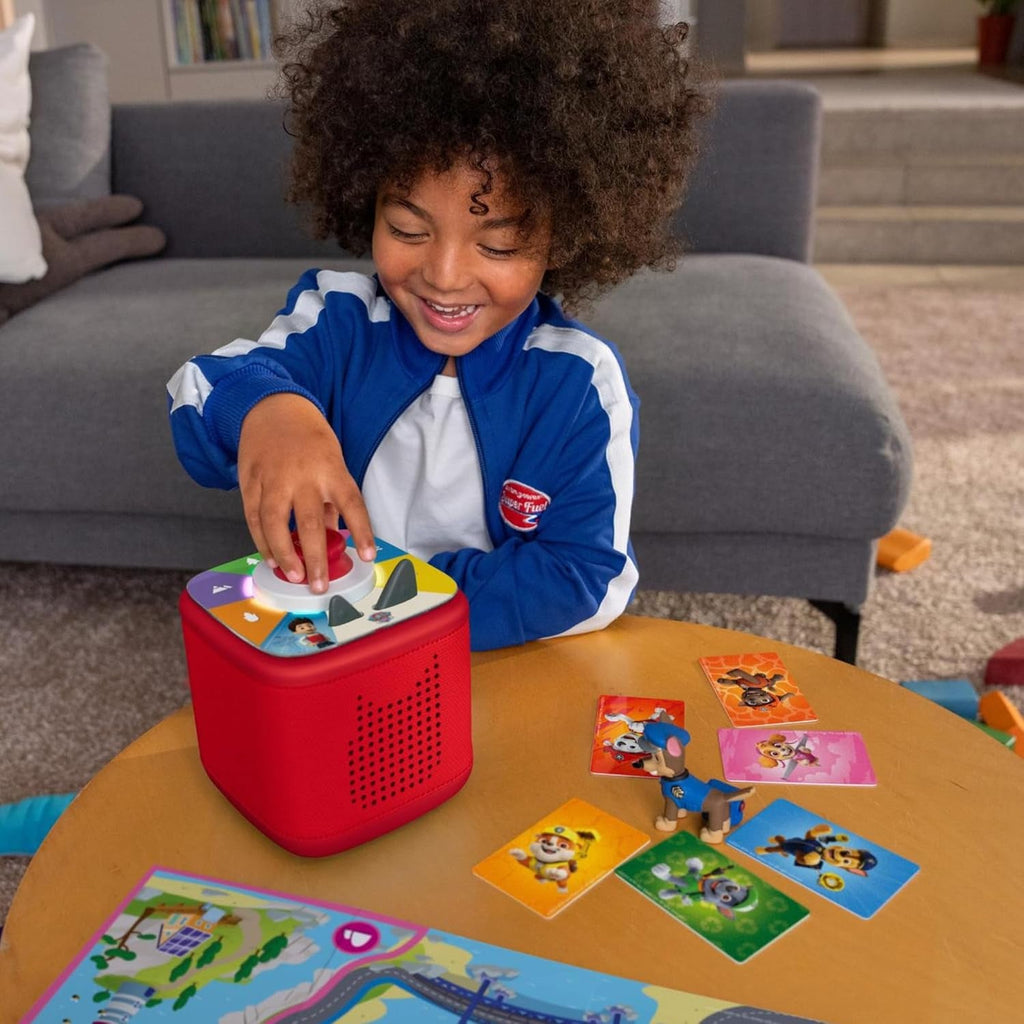 Tonies Toniebox 2 Play Set Including Paw Patrol Chase Tonie, Tonieplay Game & Tonieplay Controller - Sunset Red