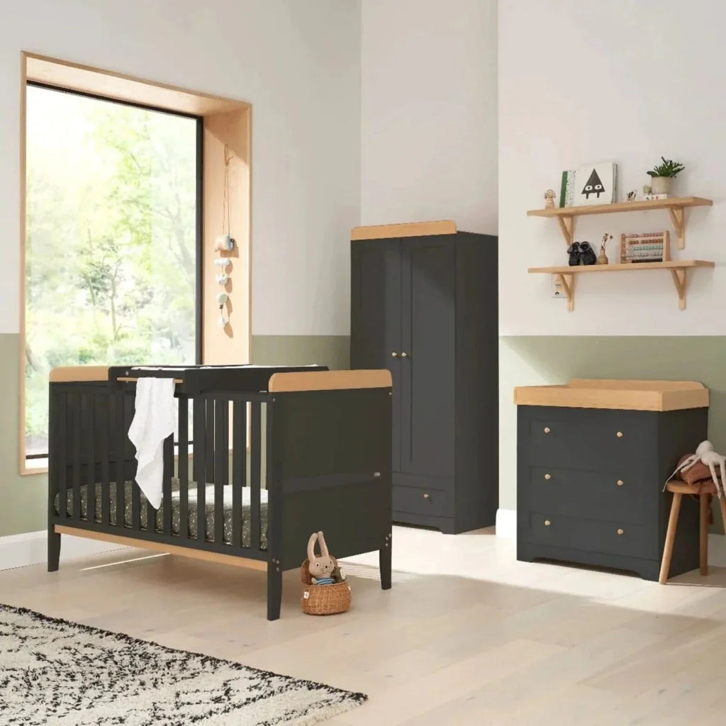 Tutti Bambini Rio 3 Piece Room Set with Pocket Sprung Mattress - Slate/Honey Oak