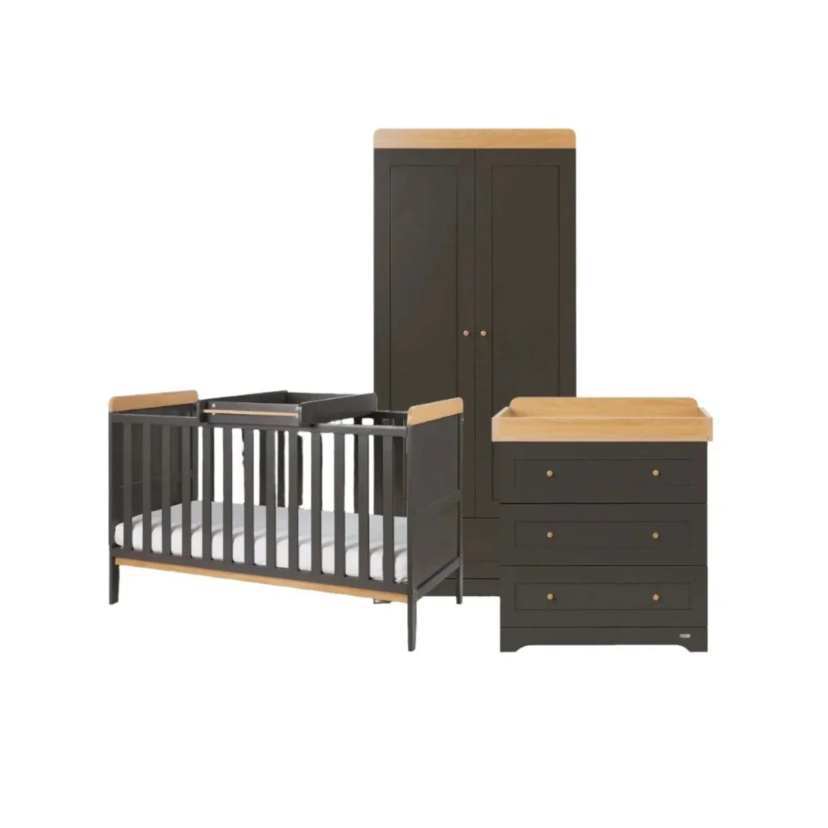 Tutti Bambini Rio 3 Piece Room Set with Pocket Sprung Mattress - Slate/Honey Oak