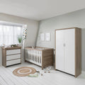 Tutti Bambini Modena 3 Piece Room Set with Deluxe Fibre Mattress - White/Oak