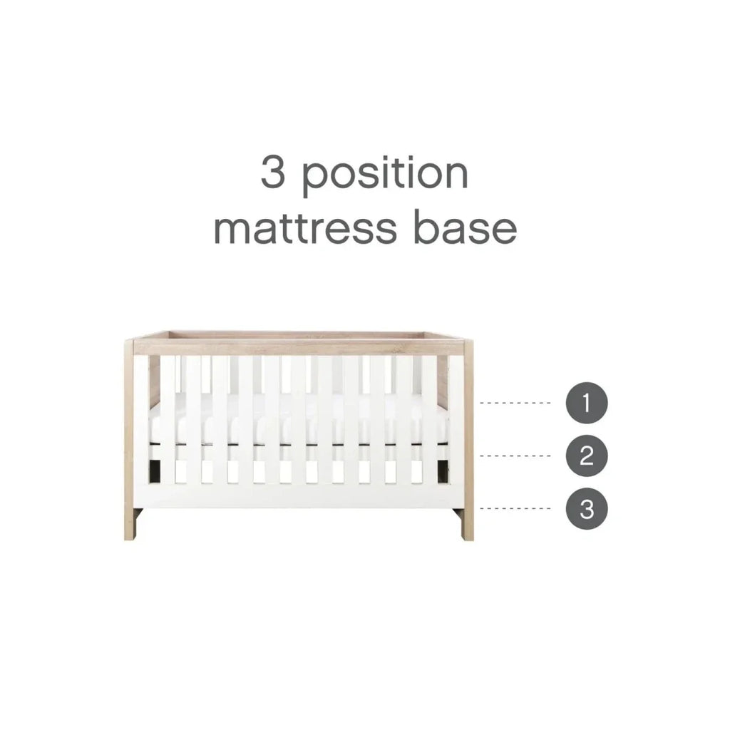 Tutti Bambini Modena 3 Piece Room Set with Deluxe Fibre Mattress - White/Oak