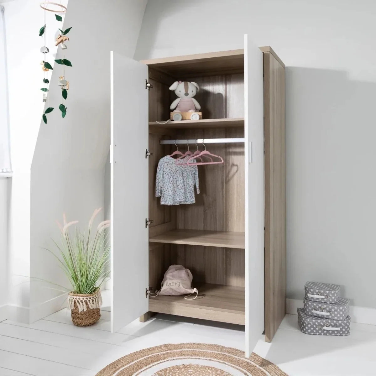 Tutti Bambini Modena 3 Piece Room Set with Pocket Sprung Mattress - White/Oak