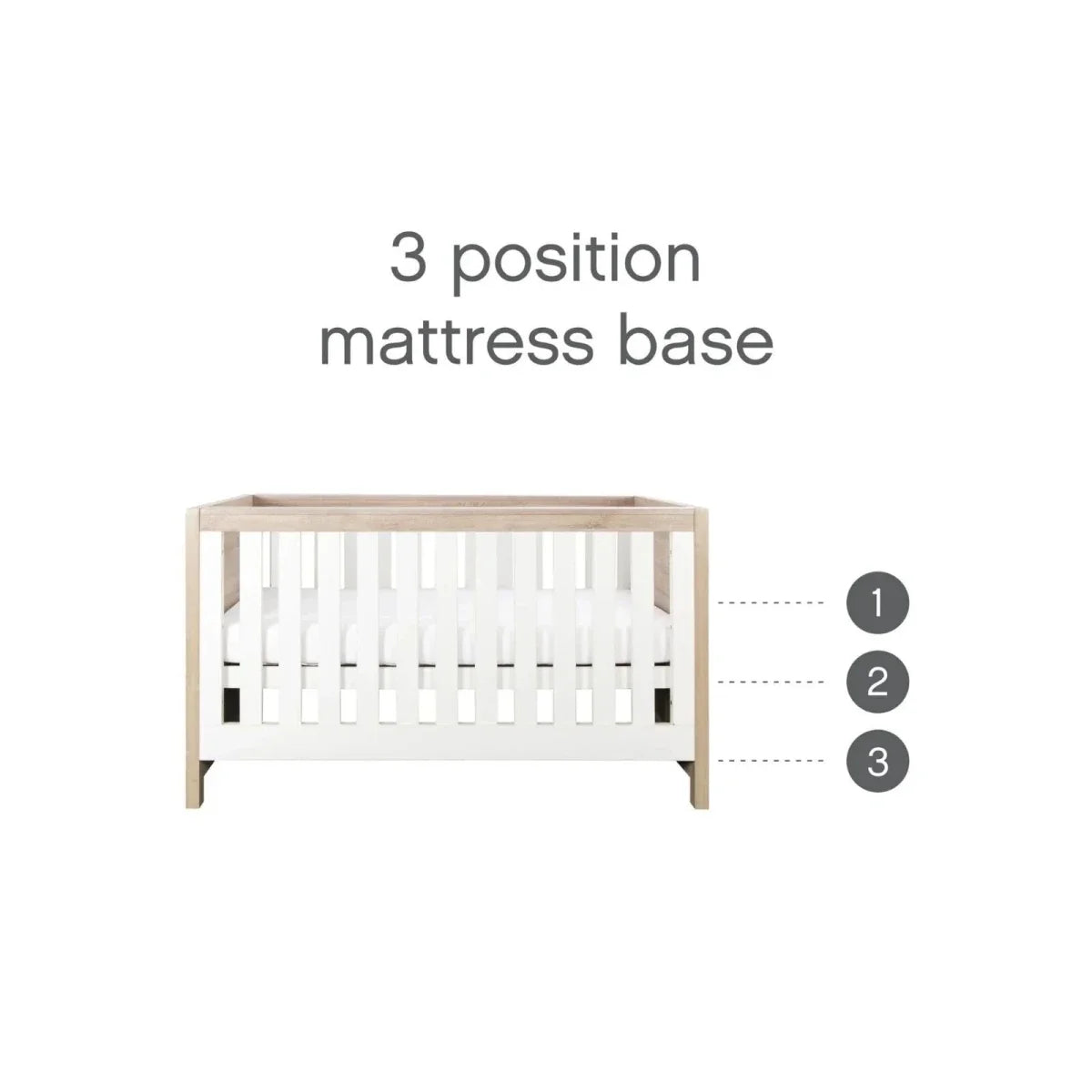 Tutti Bambini Modena 3 Piece Room Set with Pocket Sprung Mattress - White/Oak