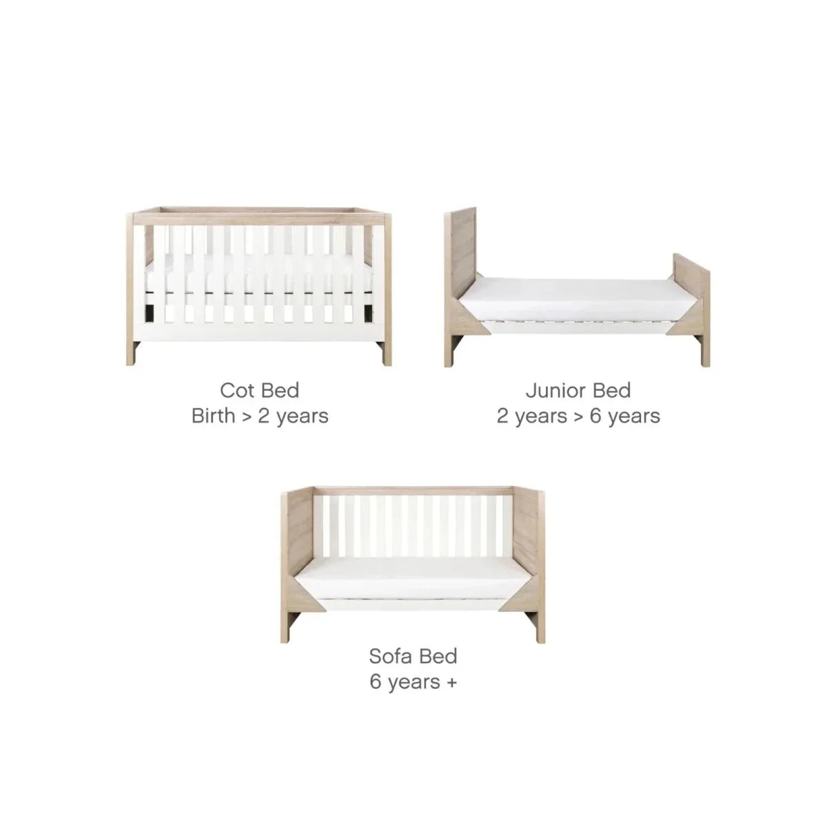 Tutti Bambini Modena 2 Piece Room Set with Deluxe Fibre Mattress - White/Oak