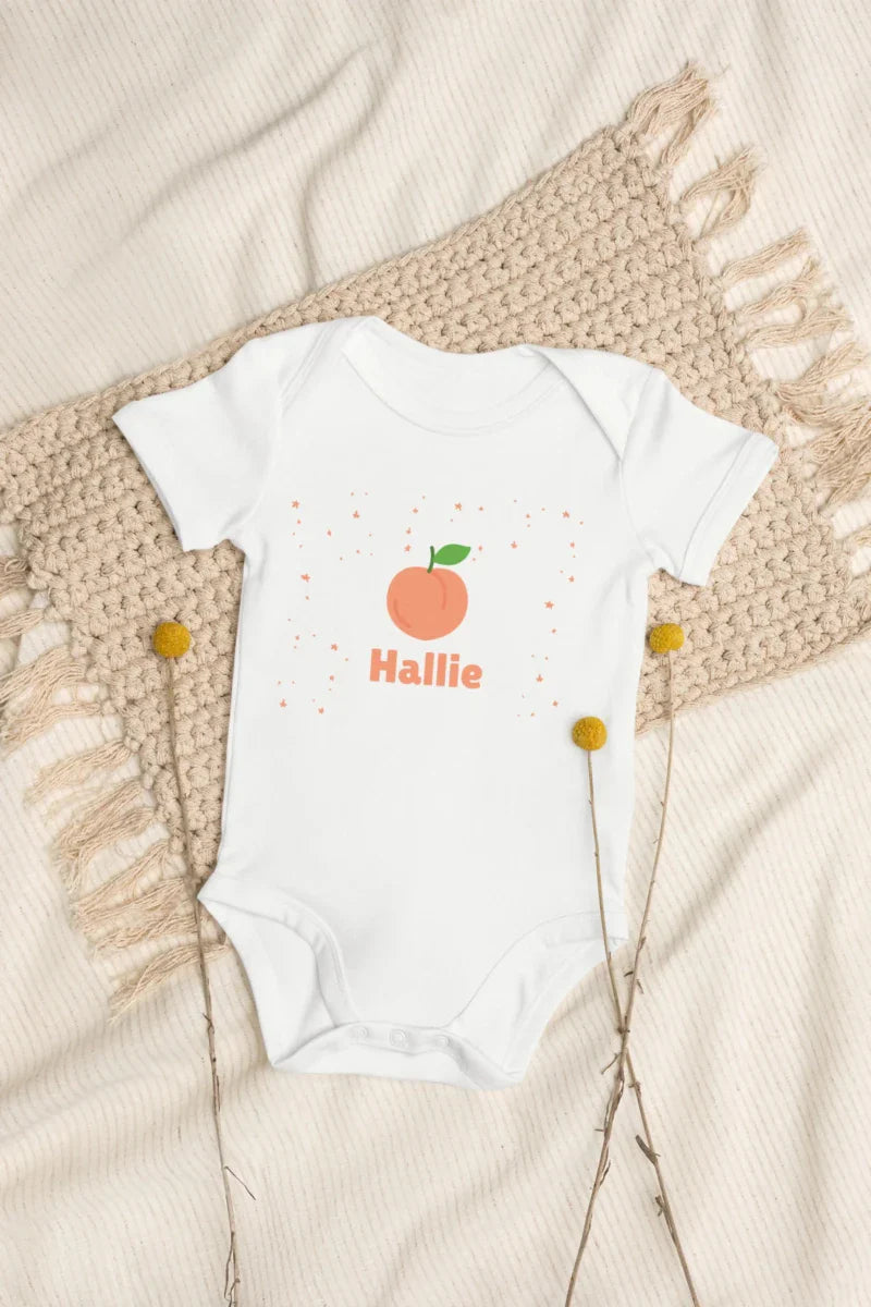 Peach Personalised Bodysuit in White