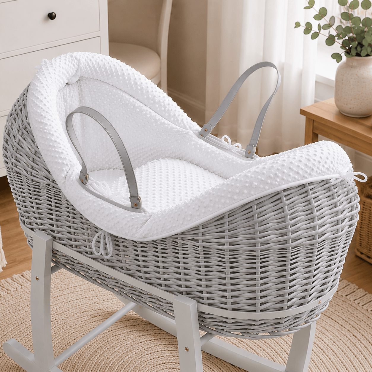 Pod White Dimple Moses Basket Bedding Set (Basket Not Included!)