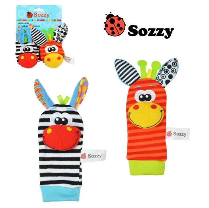0-12 Months Soft Animal Rattle Infant Newborn Plush Sock Baby Toy Wrist Strap Baby Foot Socks