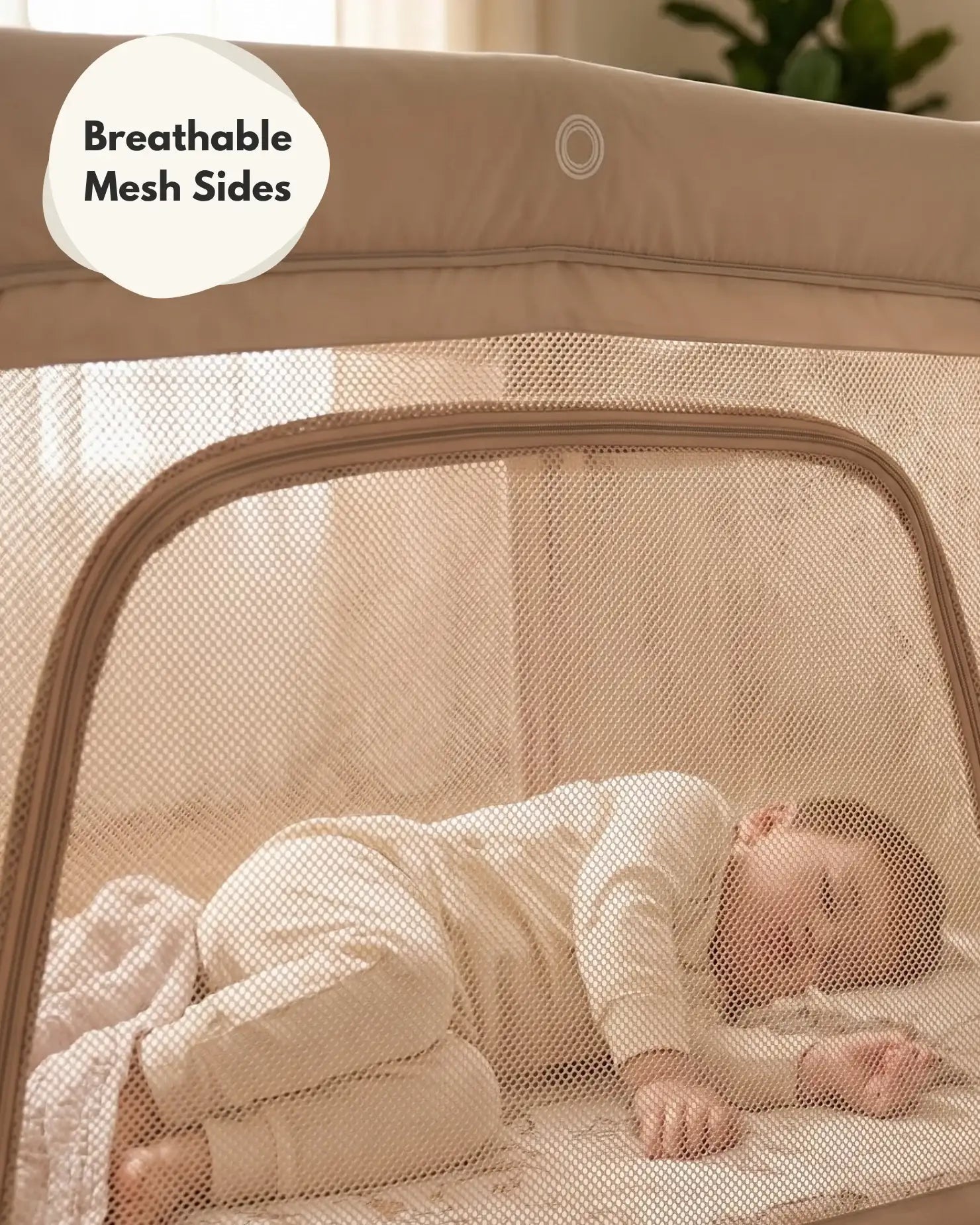 Airpod 3 Travel Cot Includes Newborn Bassinet Insert - Beige - Travel Cot