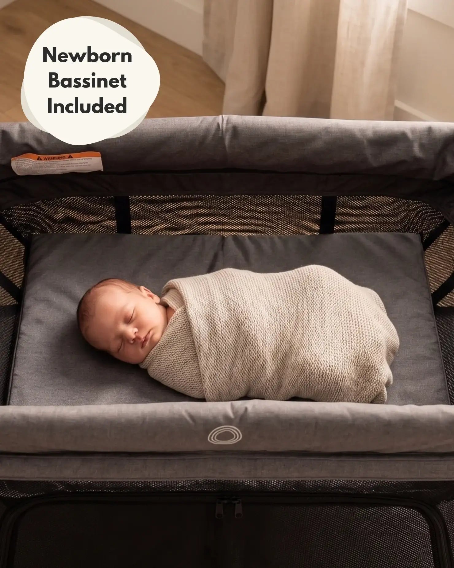 Airpod 3 Travel Cot Includes Newborn Bassinet Insert - Dark Grey - Travel Cot