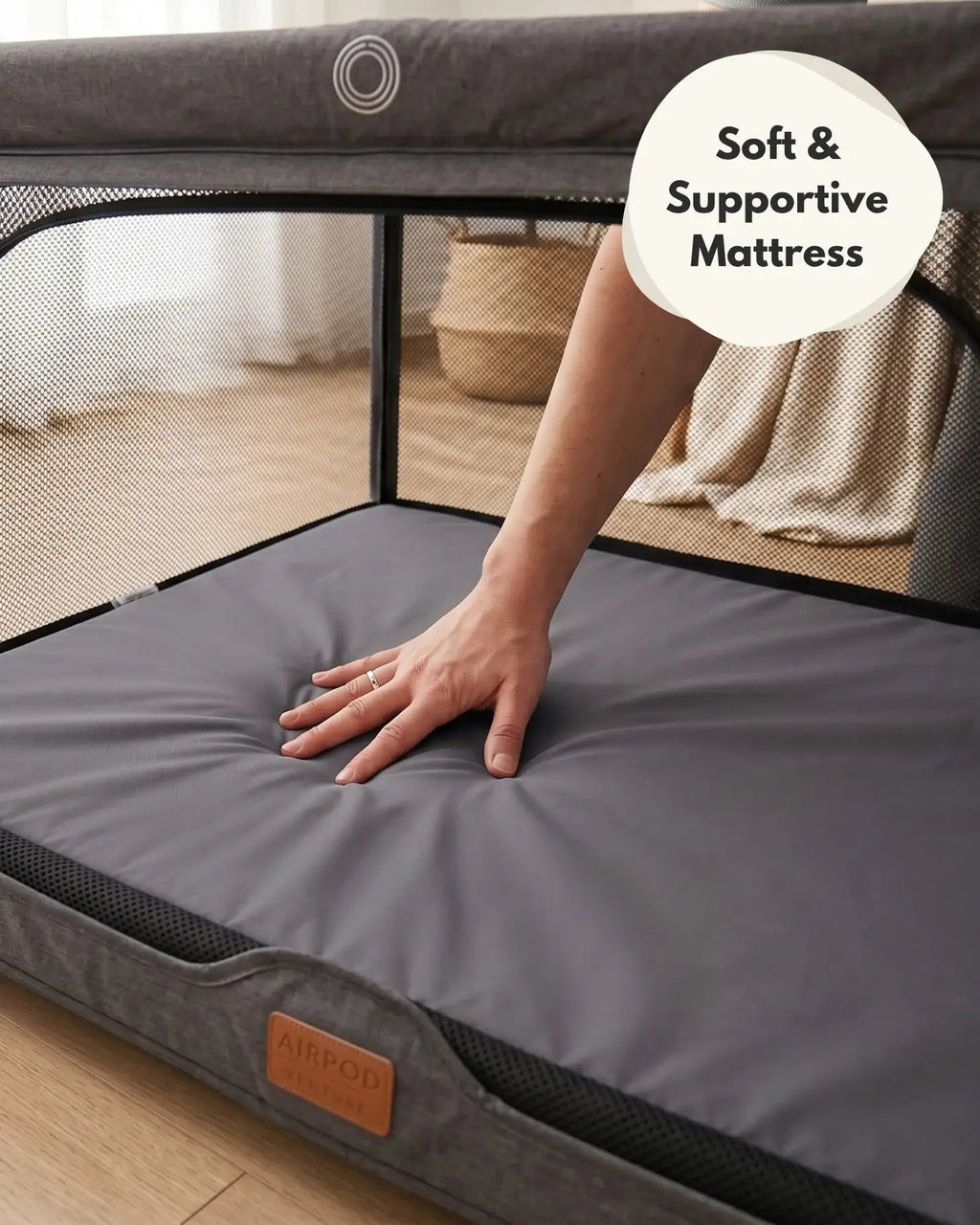 Airpod 3 Travel Cot Includes Newborn Bassinet Insert - Dark Grey - Travel Cot