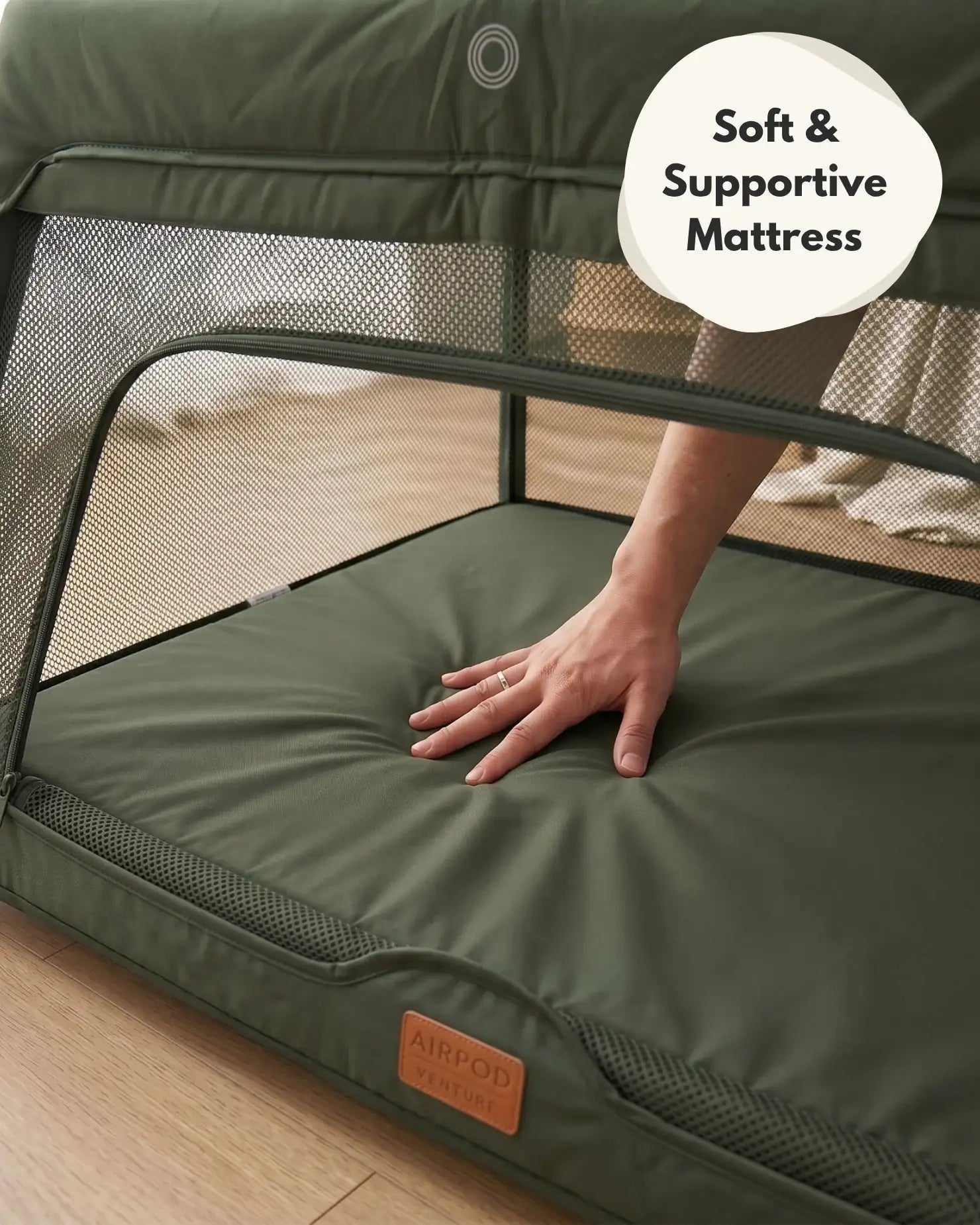 Airpod 3 Travel Cot Includes Newborn Bassinet Insert - Green - Travel Cot