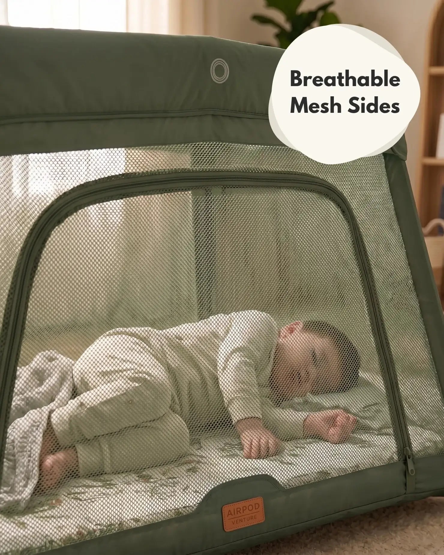 Airpod 3 Travel Cot Includes Newborn Bassinet Insert - Green - Travel Cot