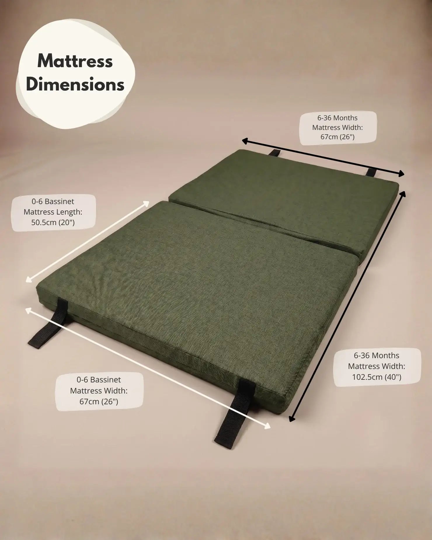 Airpod 3 Travel Cot Includes Newborn Bassinet Insert - Green - Travel Cot