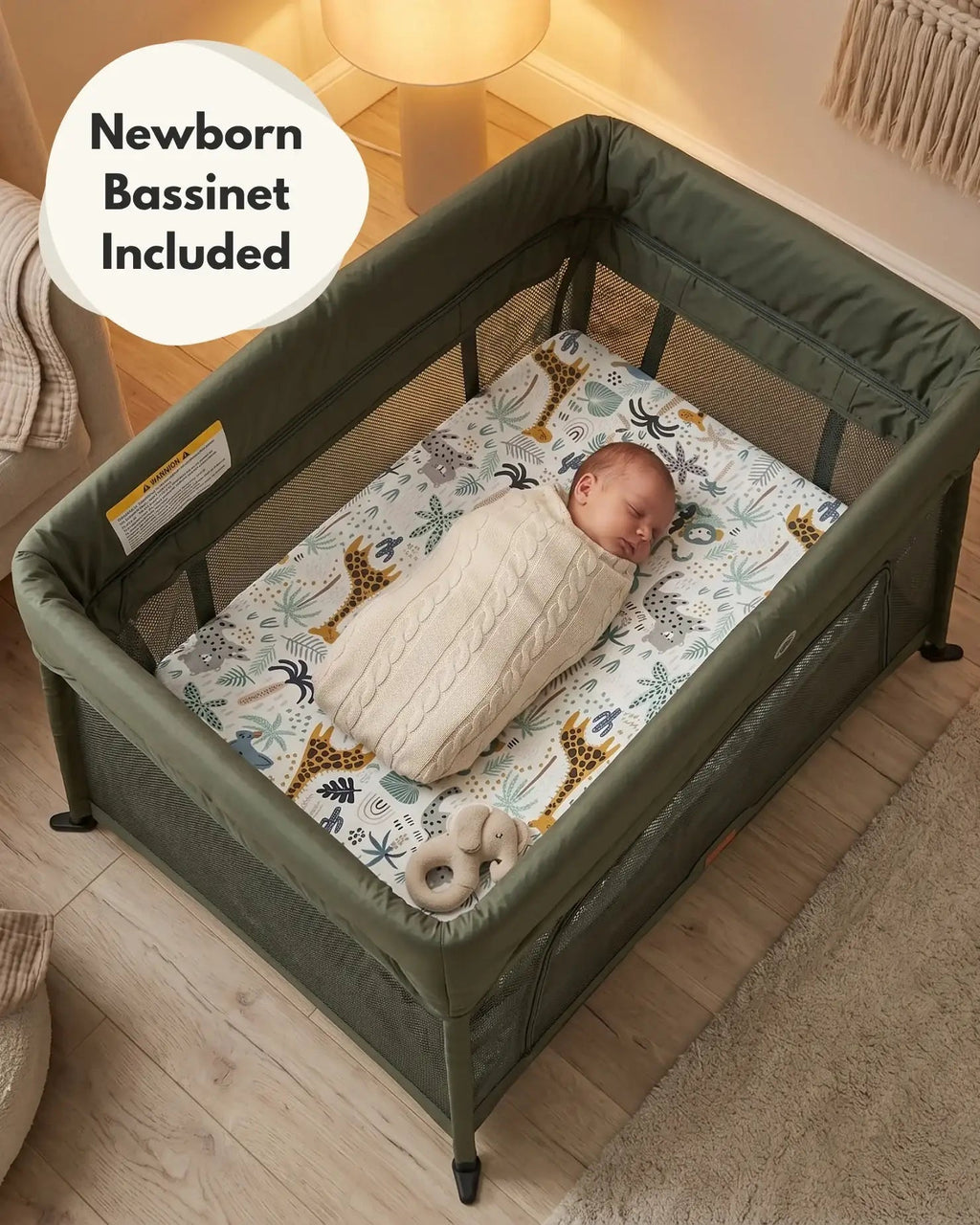 Airpod 3 Travel Cot Includes Newborn Bassinet Insert - Green - Travel Cot