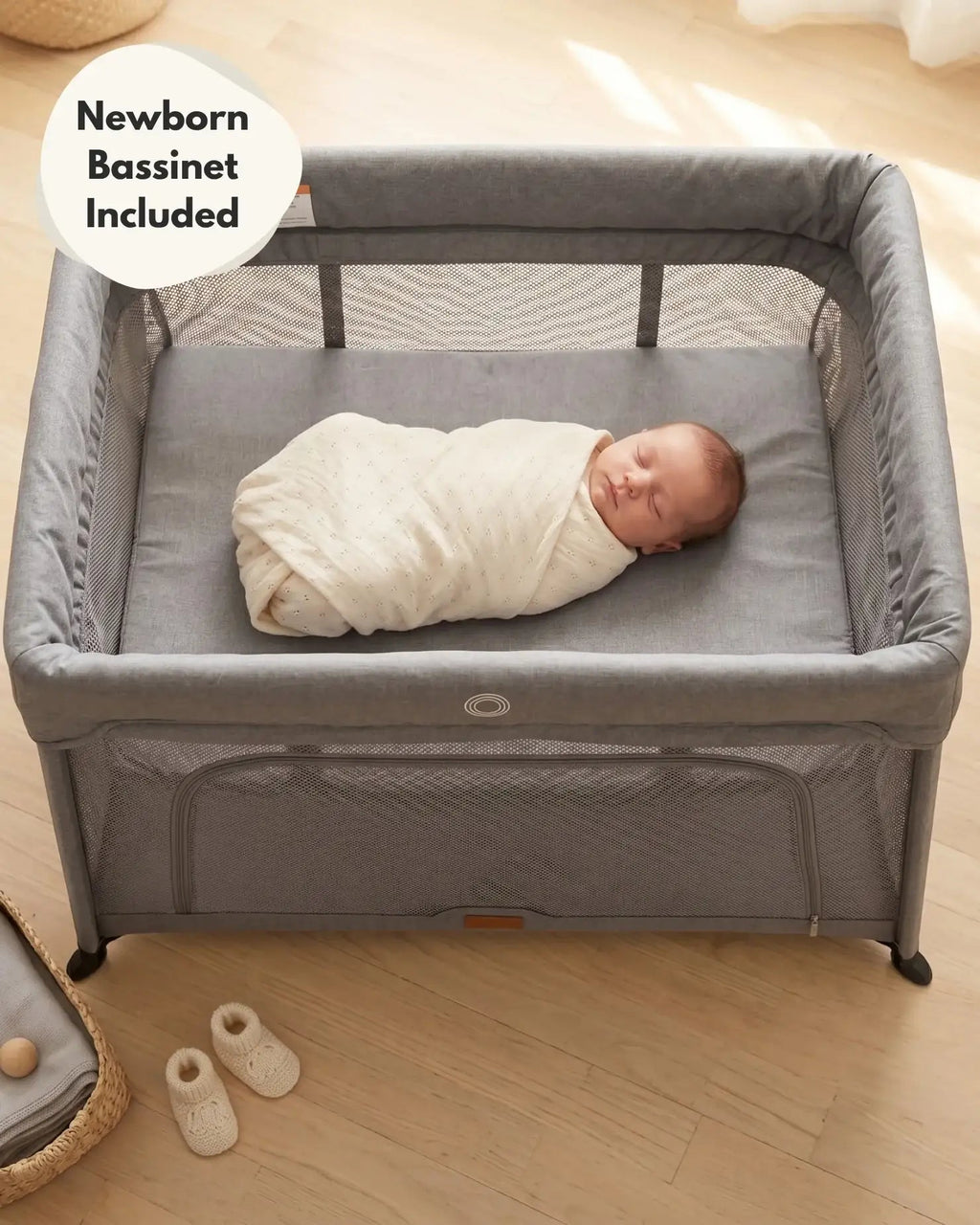 Airpod 3 Travel Cot Includes Newborn Insert - Light Grey - Travel Cot