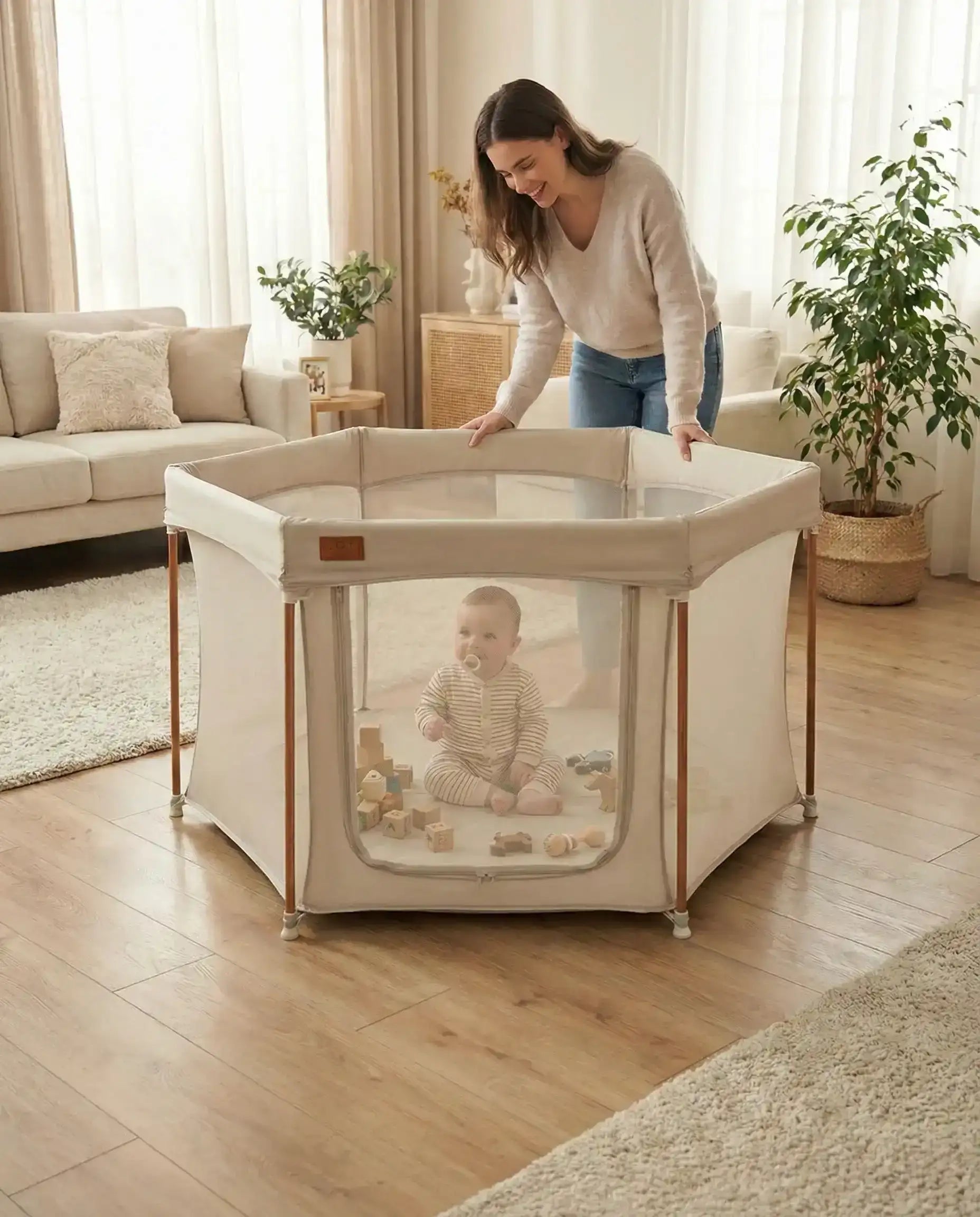 All Stars JOY Baby Playpen - Beige - Playpen