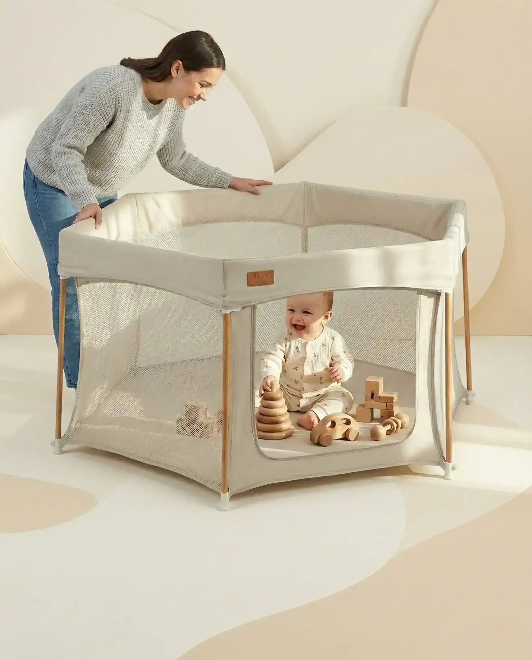 All Stars JOY Baby Playpen - Beige - Playpen