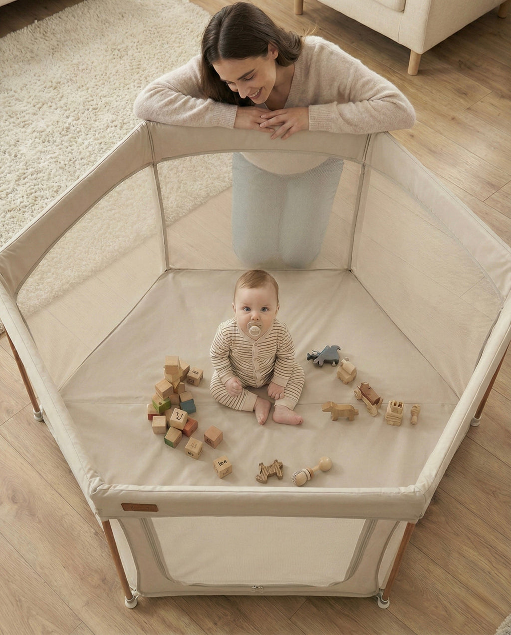 All Stars JOY Baby Playpen - Beige - Playpen