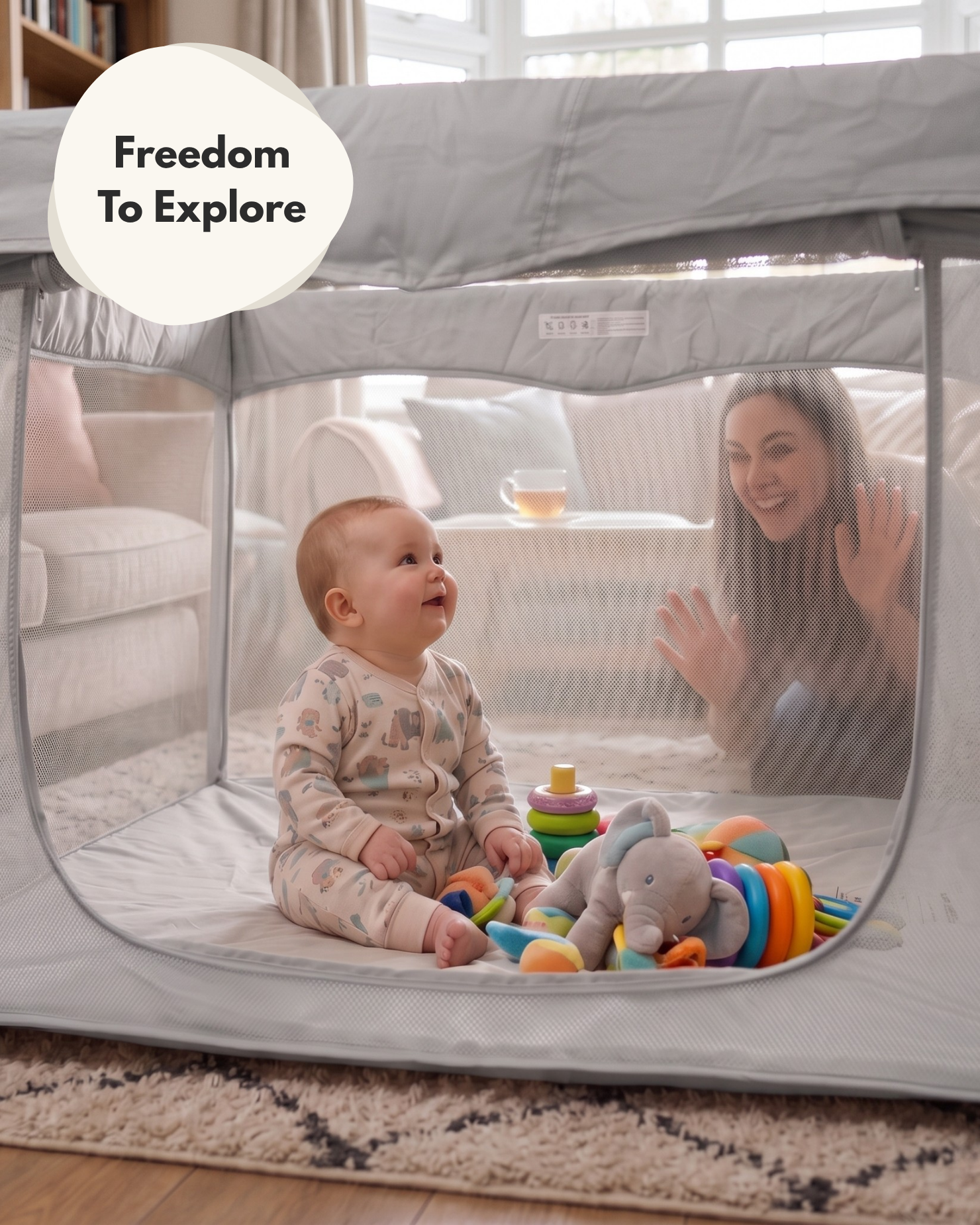 All Stars JOY Square Baby Playpen - Grey - Playpen